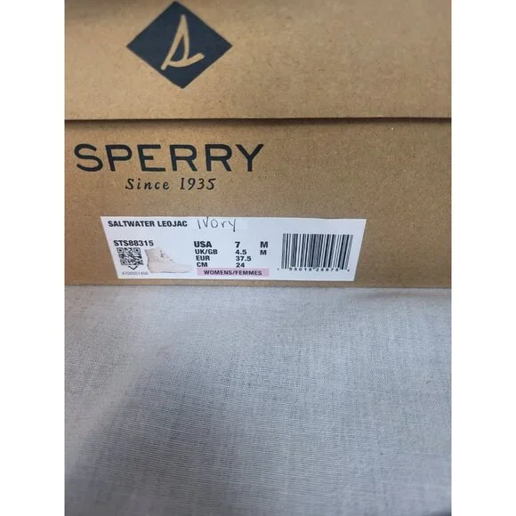 NEW Sperry Saltwater Metallic Jacquard Duck Boot Womens Size 7 Cream Booties NIB - Picture 3 of 10